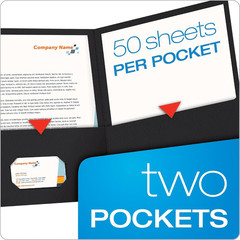 Oxford Twin-Pocket Folders, Textured Paper, Letter Size, Black, Holds 100 Sheets
