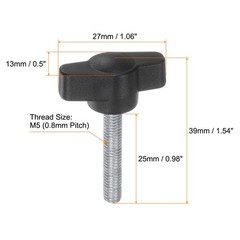 10pcs M5 x 25mm Male Thread T/Z Wing Knobs Thumb Screw Clamping Knobs Grip Black