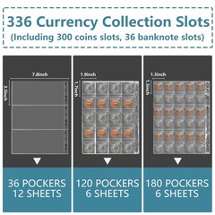 Coin Collection Album Book, 300 Pockets Storage 12×10 inches, Black