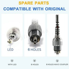 6-Hole Quick Coupler with LED Light for KaVo Fiber Optic Dental Handpiece
