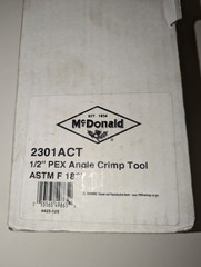 NEW McDonald 2301ACT & 2302 1/2 & 3/4 Pex Angle Crimp Tool With Copp Crimp Rings