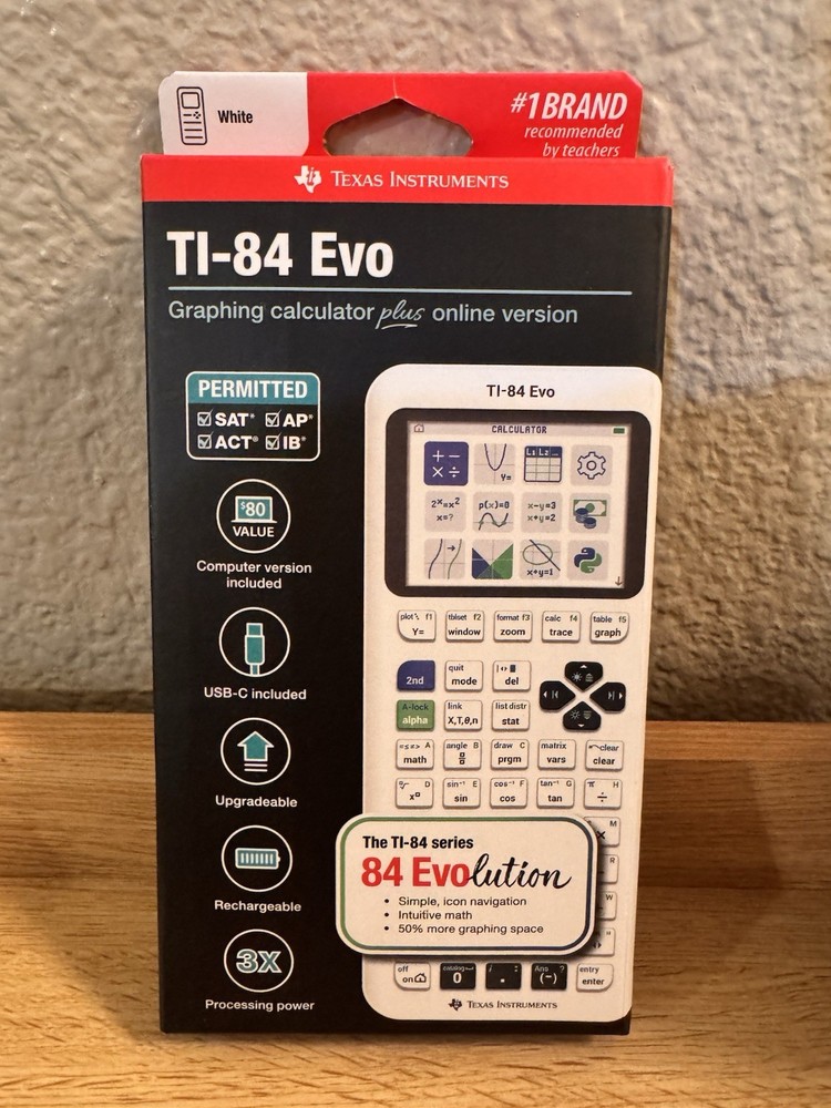Texas Instruments TI-84 Evo Graphing Calculator – White New Nib. Fast 🚢