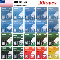 100pcs Dental Diamond Burs FG 1.6mm 20 Types for High Speed Handpiece Tubine