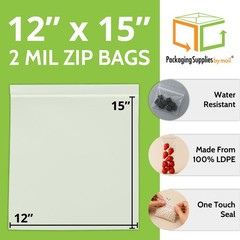 10000 12×15 Clear Plastic Zipper Poly Locking Reclosable Bags 2 Mil 12″ x 15″