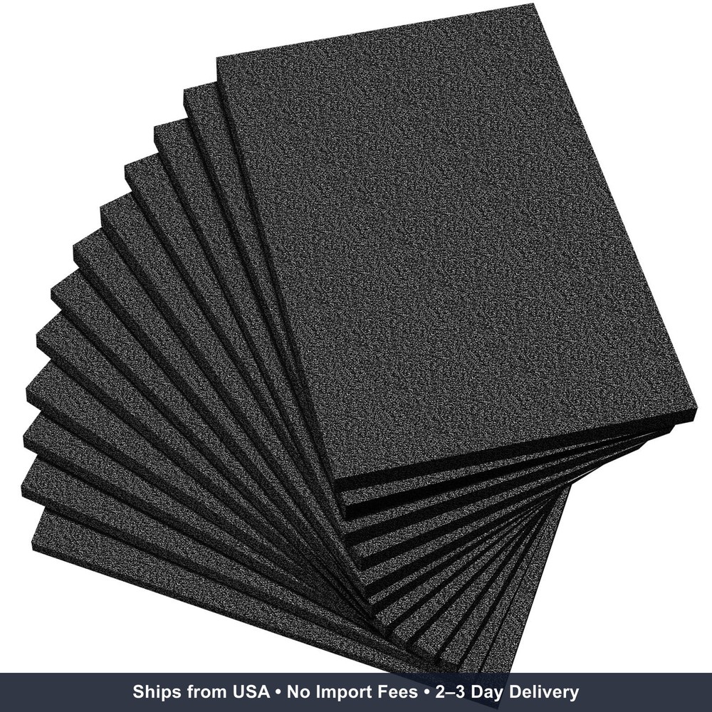Frienda 12 Pcs 12″ x 8″ x 0.5″ Polyethylene Foam Sheet Thick Black Packing Foam