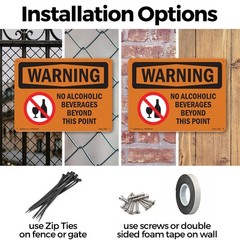 No Alcoholic Beverages Beyond This Point OSHA WARNING Sign, Decal 5 or 10 Pack