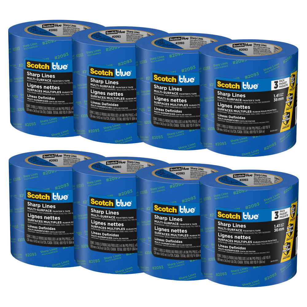 ScotchBlue Sharp Lines Painter’s Tape (2093): 1.41 in. x 60 yds. (Blue) [8-pack]