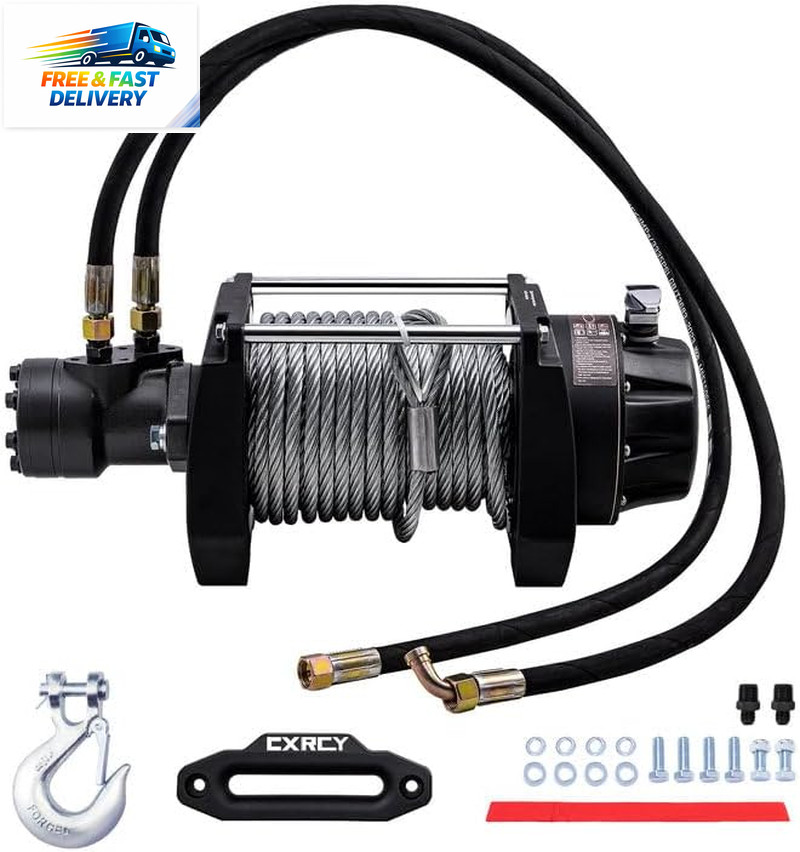 Hydraulic Winch 1/2″X78Ft Steel Cable – BMR100 Motor, 36:1 Gear Ratio – Great fo