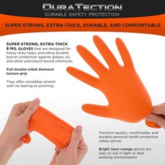 Duratection 8 Mil Super Duty Diamond Textured Nitrile Gloves, 1000 Gloves, Large