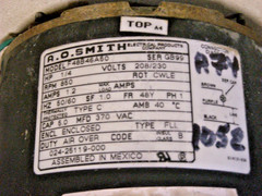 A74-AO SMITH 1/4 HP HVAC CONDENSER MOTOR F48B46A50 208/230V 850RPM 1.2A