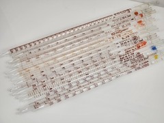 Lot of (16) VTG Mixed Corning Bellco Kimax Glass Volumetric Serological Pipettes