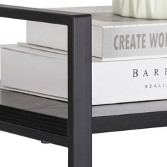 2-Shelf Durable Bookcase Steel Frame Bookrack Mini Retro Display Bookshelf Black