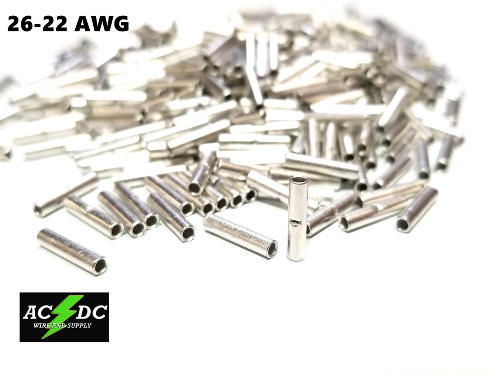26-22 GAUGE 25 PK UNINSULATED NON INSULATED TIN BUTT SPLICE CONNECTOR TERMINAL