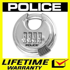 POLICE Combination Disc Padlock Stainless Steel Round Hardened Shackle Lock