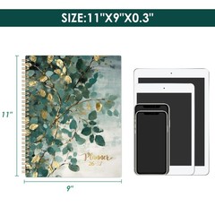 Planner 2026-2027 – Academic 9 X 11 inches, Green Art Leaves