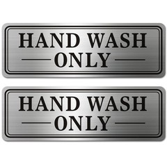 2 PCS Metal Stainless Steel Hand Wash Only Sign Self Adhesive 9×3 Inch