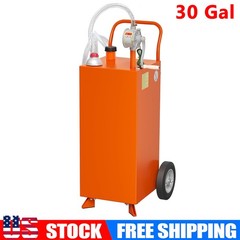 30 Gallon Gas Caddy w/Pump Wheels Portable Fuel Gasoline Diesel Transfer Tank
