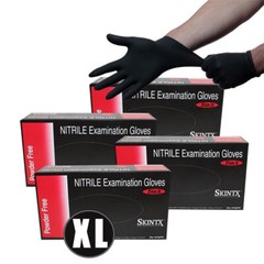 4 Boxes Black Nitrile Powder Free Medical Exam Tattoos Piercing Gloves – XL