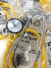 5 ASP Medical STA220 Aluminum Single-Head Light Weight Stethoscopes Yellow