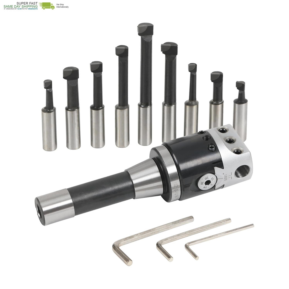 HFS(R) 2″ Boring Head Set, 1/2″ Carbide Boring Bar Set, 9Pcs, Milling