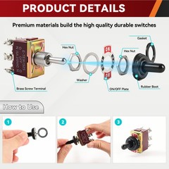 5x Heavy Duty Switch Toggle 15A ON/OFF/ON 250V 20A 125V Metal Bakelite 6Pin DPDT