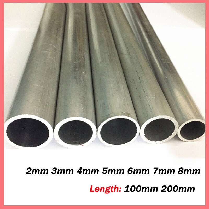 Aluminum Round Tube Pipe Hollow 2mm 3mm 4mm 5mm 6mm 7mm 8mm Length 100mm /200mm