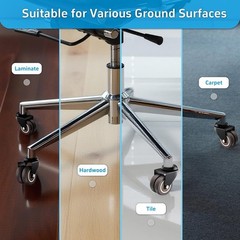 2 Inch Office Chair Wheels (Set of 5), Heavy Duty Grey Rubber Chair Casters Repl