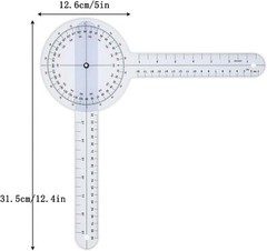 12 in Goniometer 360° Transparent Protractor Physical Therapy Measurement Ruler