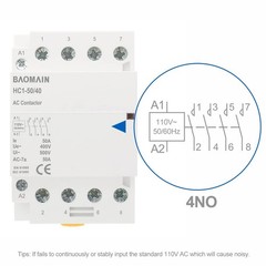 110V AC 4-Pole Modular Contactor, 50A 4NO Normally Open, DIN Rail Mount for H…