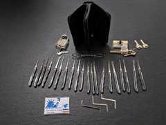 Huanyu 31Pc Locksport Training Set w Leather case And 3 Transparent Locks