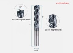 New 4 Flute 1/2″ shank x 2″ x 4″ Long Solid Carbide End Mill – TiALN Coated USA