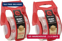 Tape Logic Heavy Duty Packing Tape with Dispenser (2 Pack) – 2.6 Mil Thick Clear