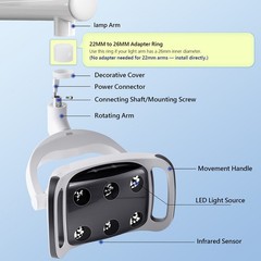 9W Dental 6 LED Lamp Oral Light Lamp For Unit Chair 8-level adjustable Ra90