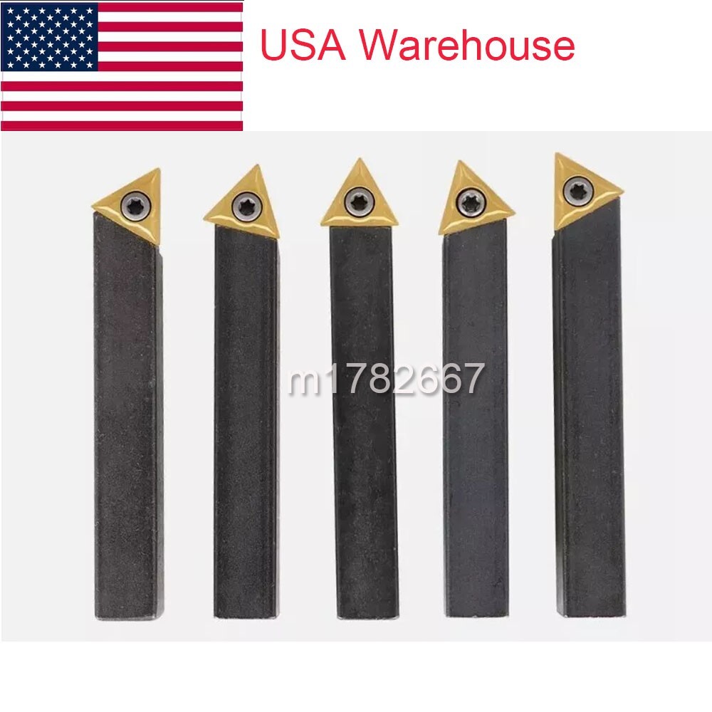 5 pc 3/8″ Lathe Indexable Carbide Insert + Turning Tooling Bit Holder Set