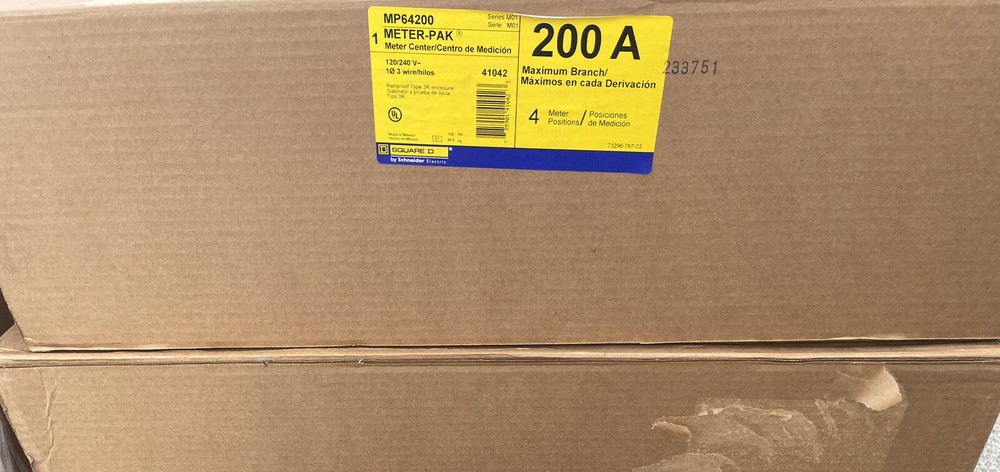 Square D MP64200 w/4 Gang 200A Meter Socket/s Base WEP4412 EUSERC FRFR8 ED4U