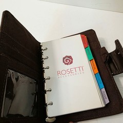Rosetti Brown Faux Leather Ring Pocket Planner Organizer Binder Wallet Clean