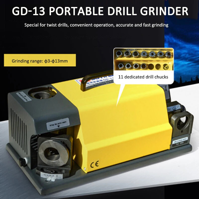 2-13 Twist Drill Grinder 90-140 Degree Grinding Drill Bit Machine Sharpener