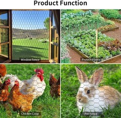 Chicken Wire 15.7 in x 237 in Poultry Wire Netting Hexagonal Galvanized Mesh …