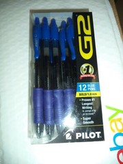 Pilot G2 Retractable Premium Gel Ink Roller Ball Pens 1.0 Bold. BLUE. 12 Count