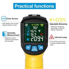 Infrared Thermometer Laser Temperature Gun, -58°F to 1472°F (-50~800°C), Non-…