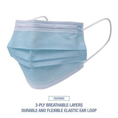 Boardwalk MS2000 3-Ply General Use Face Mask – Blue (2000/Carton) New