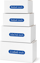 20-Pack Assorted Small Shipping Boxes – White Corrugated Mailers