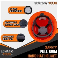 Full Brim Hard Hat Safety Helmet Vented ANSI Z89.1 Approved OSHA Hard Hats Const