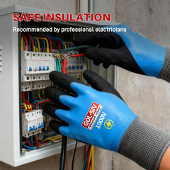 Electrician Gloves 1000V High Voltage,Astm D120 Certified & Double Insulated Ele