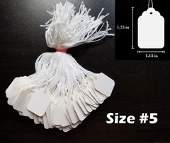 1000 Garage Sale Price Tags Size #5 White Merchandise Hang String Strung Garment