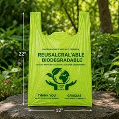 Thank You Biodegradable Eco Plastic Bags 1000 Count 12” x 6.5” x 22” 15 Mic