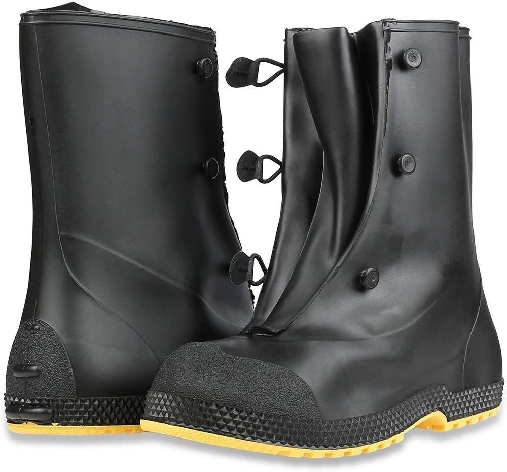 11001 Black PVC Rubber Waterproof Over Work Boots Shoes Rain Snow Galoshes SM-XL