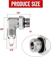 10 Pack 90 Degree Elbow Hydraulic Hose Fittings: 1/2″ JIC 37° Male x #8 SAE/ORB
