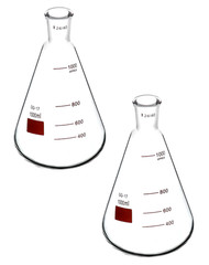 2 Pack 1000mL Borosilicate Erlenmeyer Flasks 24/40 Outer Joint Lab Glassware Set