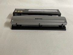 Bostitch 3 Hole Punch Metal Plastic Black Gray Paper Punch 12 Sheets Office